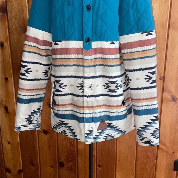 Neff Teal and White Patterned Jacket bloom men’s large jacket with ski mask